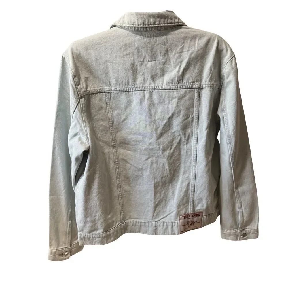 NWT True Religion Jesse Trucker Denim Jacket Light Blossom Wash Men’s large